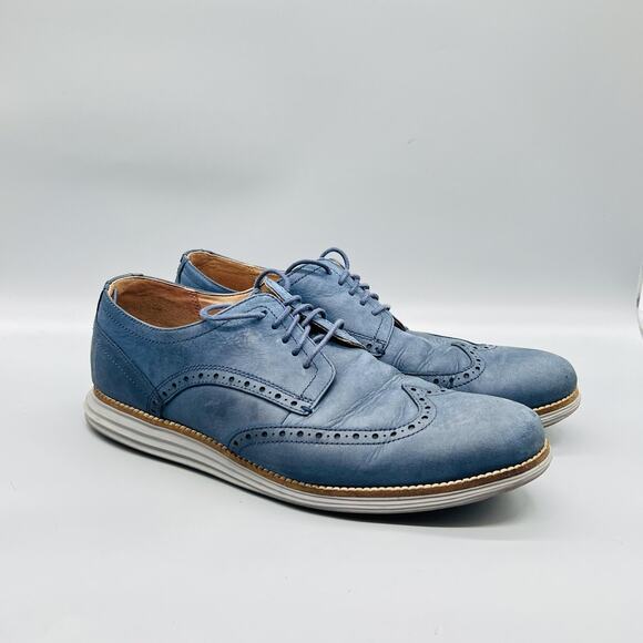 Cole Haan Shoes Mens 10.5 Blue Nubuck Grand OS Wingtip Oxford Dress Brogue main image 6
